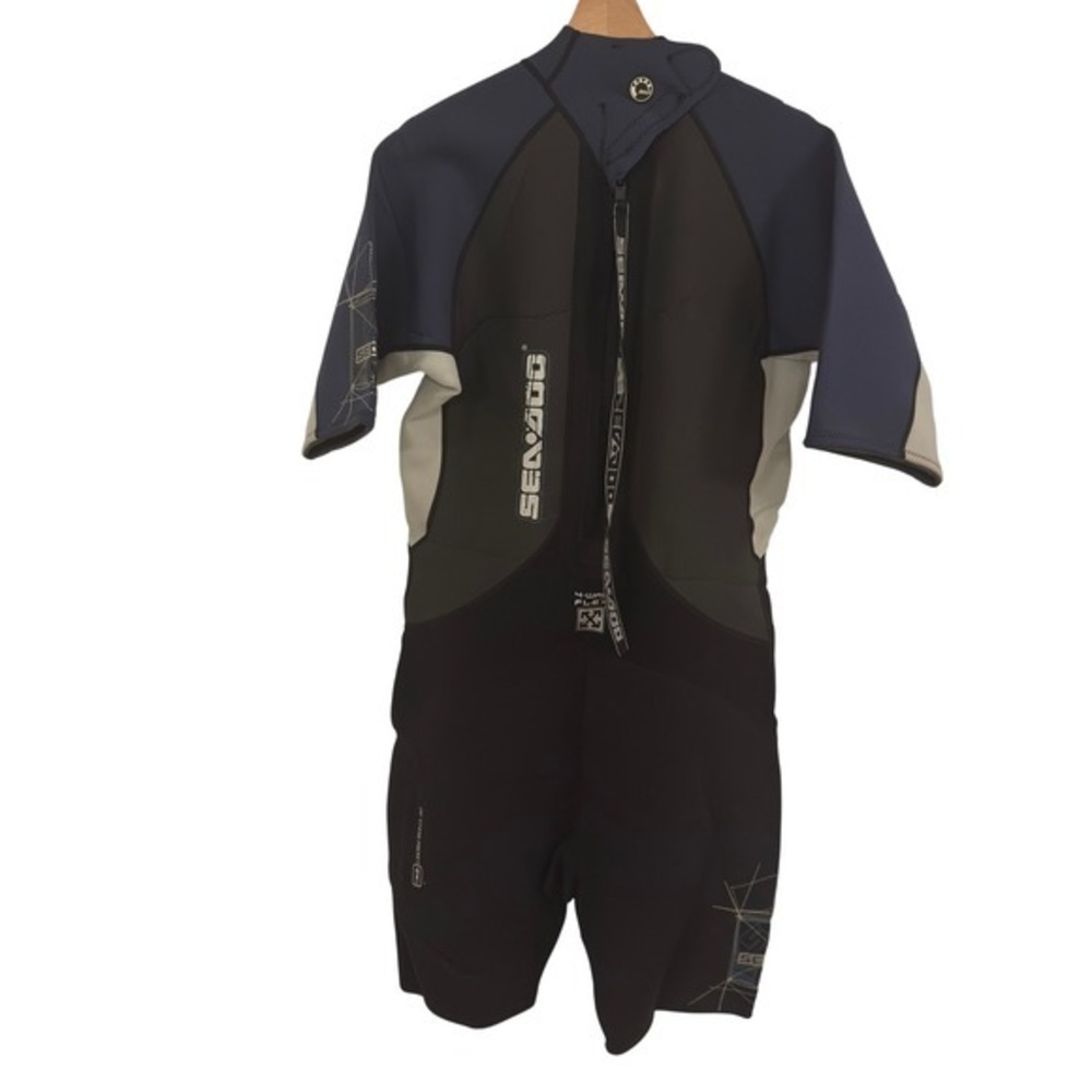 Sea-Doo Mens XXL Shorty Wetsuit Black Navy Blue 4-Way Flex Spring Suit BRP - Picture 2 of 10